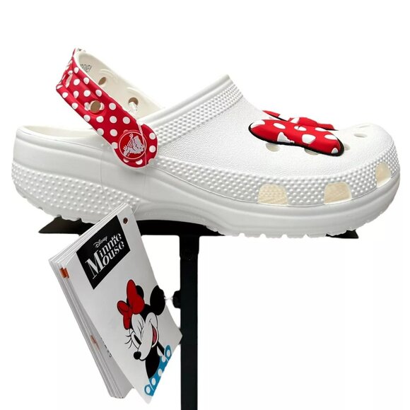 Crocs Disney Minnie Mouse Youth Girl's Slip-on Clogs Size 2 (J2) White/Red - Picture 1 of 9